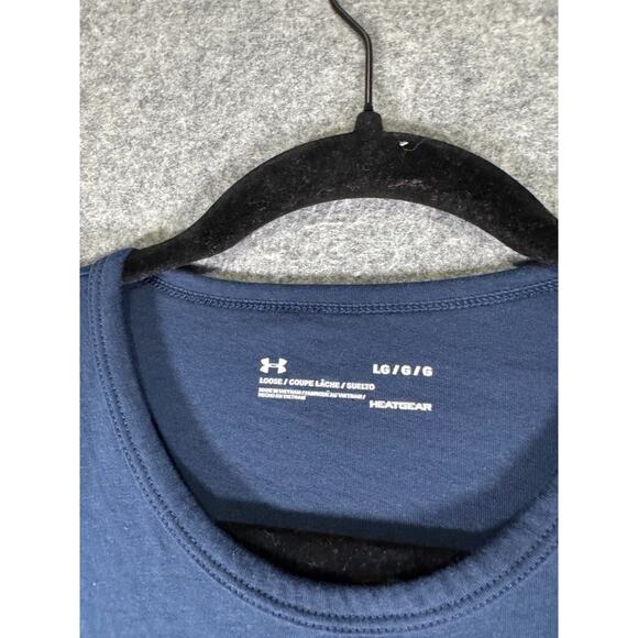 Under Armour Shirt Women Large Blue Short Sleeve Pay Your Dues Cropped Active - Picture 2 of 7